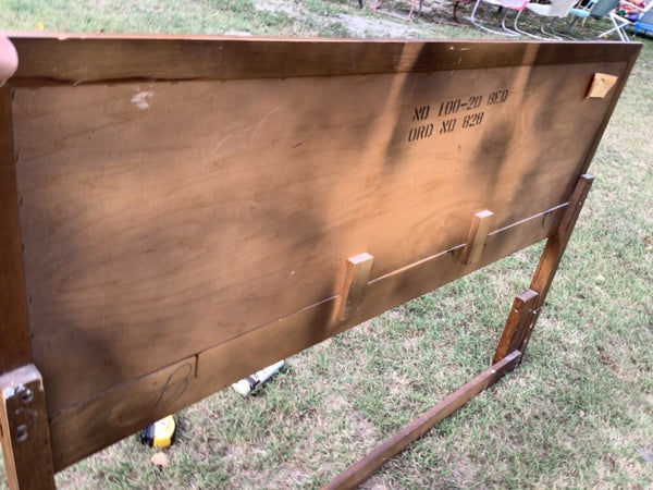 Vtg full size mid century modern mcm Wood Hooker Headboard bed frame