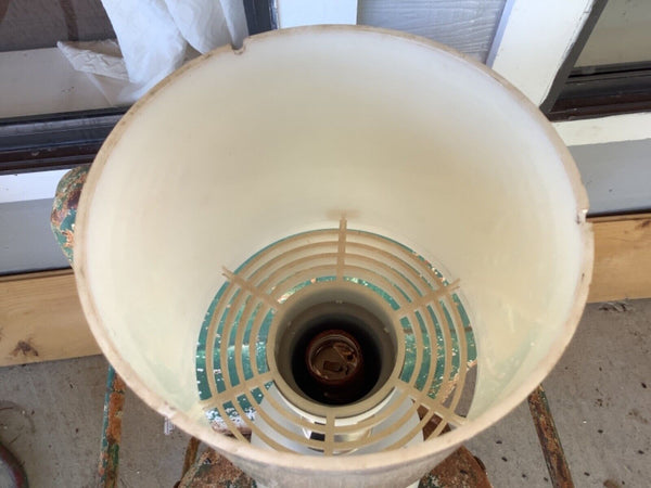 Vtg Table Lamp White Satin frosted Glass Gold Tree Asian Japanese Chinese