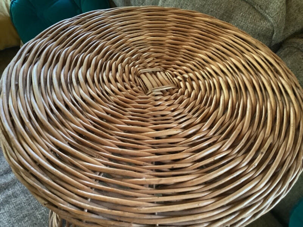 Vtg end table Plant Stand Ottoman Stool Cane Rattan Wicker Boho Mid Century side