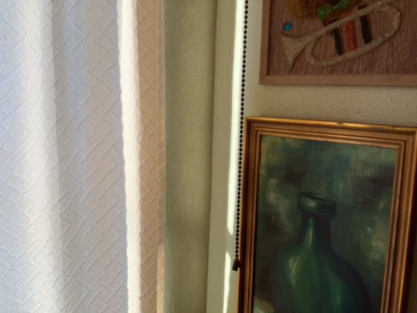 Vtg Mid Century modern Retro Hanging Swag Light Lamp Amber Glass globe mcm