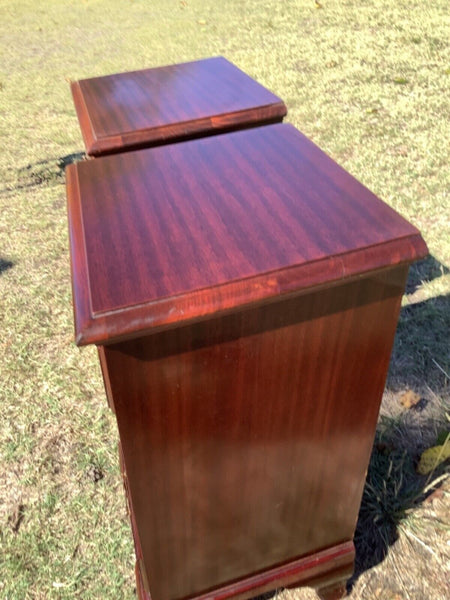 Vintage wood antique nightstands pair chippendale style with drawers end tables