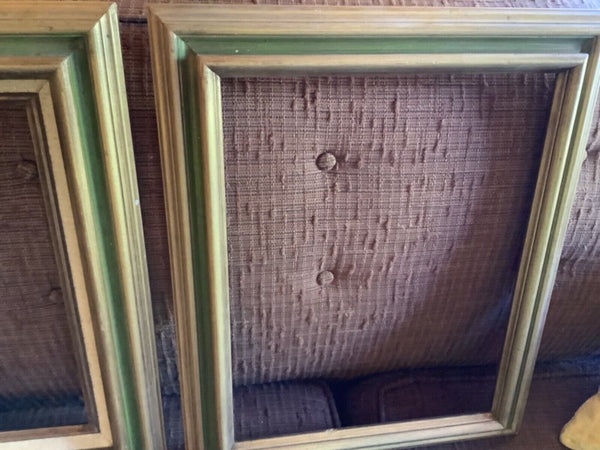 Vintage Mid Century  modern mcm Pair Mexico green art Picture Frames wood wooden