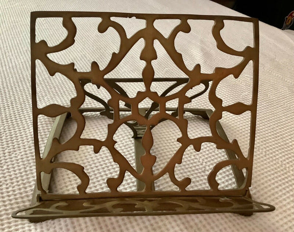 Vintage Solid Brass Adjustable Book Music Art Stand Easel Holder cookbook
