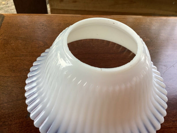 Vintage Milk White Glass Ruffle Edge Petticoat Chimney Oil Lamp Shade opalescent