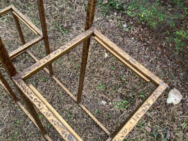 Vtg tier Hollywood Regency Brass gold tone glass plant stand table display shelf