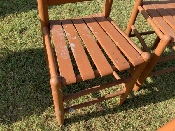 Vintage set 4 Farmhouse cottage mission slatted wood Shaker kitchen table Chairs