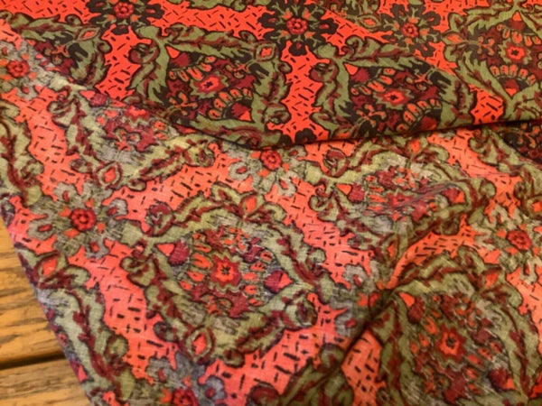 Vtg Mid Century Modern  mcm red green round kitchen Tablecloth  table cloth