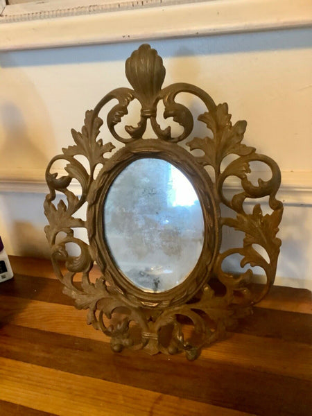 VTG Ornate BRASS FRAME Picture Art Nouveau Hollywood Regency Scrolled Antique 2