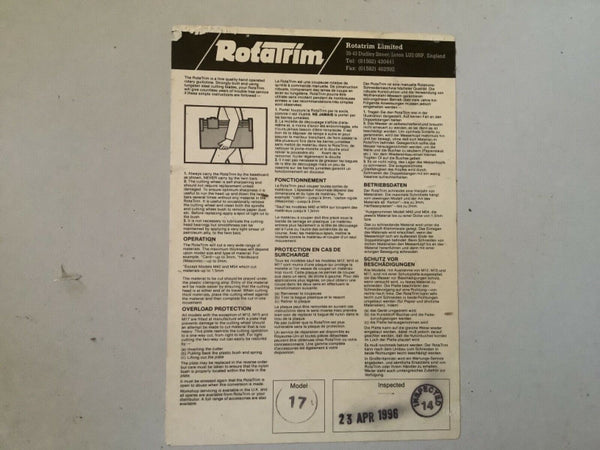 Vtg Saunders Rotatrim Mastercut II #17 Paper Cutter Professional Tool England