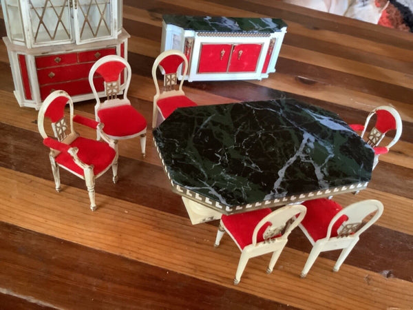 Ideal GORGEOUS DINING ROOM SET Vtg Miniature Dollhouse Furniture mid Century mod
