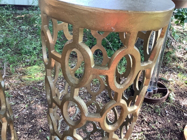 Vtg mid century modern cast metal aluminum Column pedestals stand art display
