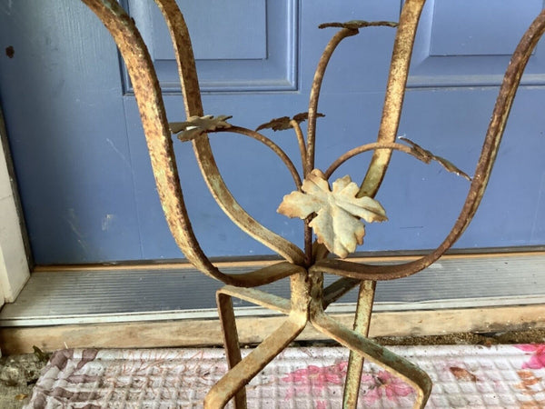 Vtg  MCM Salterini Style Wrought Iron Plant Stand end table Flowers Rare  glass