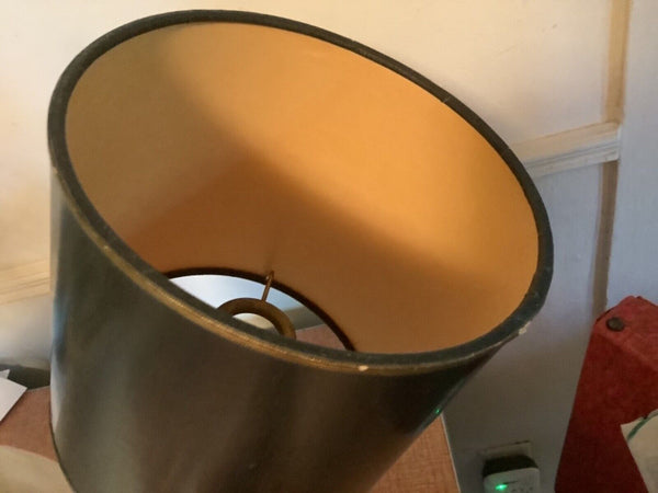 Vtg black gold trim Tole drum Table desk Bedroom Lamp Shade