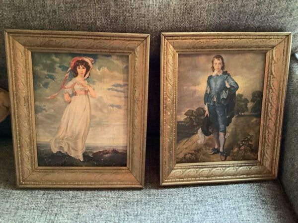 Vintage Blue Boy and Pinkie Framed Prints gold frame