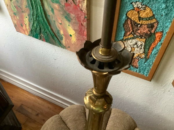 Vtg Mid century modern  brass lily Pad Lotus table Floor Lamp double socket