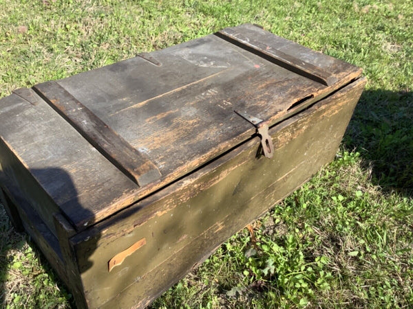 Vintage wood Military army Trunk Footlocker chest by Kleber Trunk & Bag Co