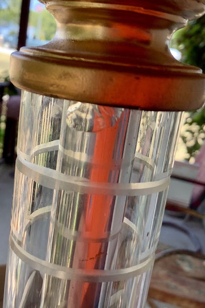 Vtg Art Deco Funeral etched glass mirror base antique torchiere floor lamp rare