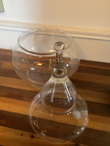 Vintage mid century modern retro Clear Glass  Apothecary Candy Jar lid