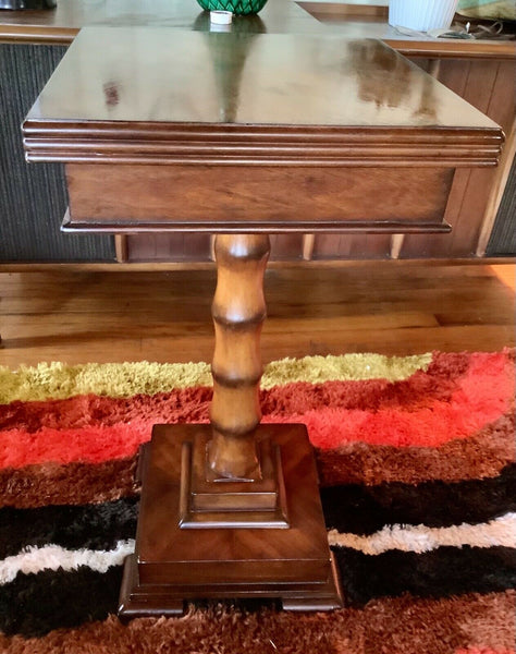 Vintage Wood Pedestal display Table Accent end Plant Stand Plantstand Cherry