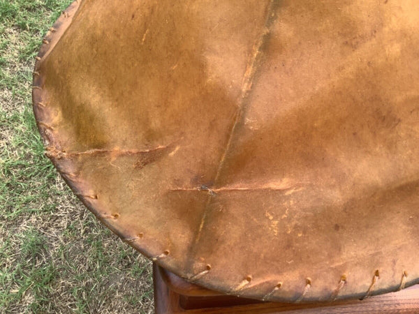 vtg RAWHIDE ANIMAL SKIN LEATHER LAMPSHADE  rustic cowhide western rustic shade