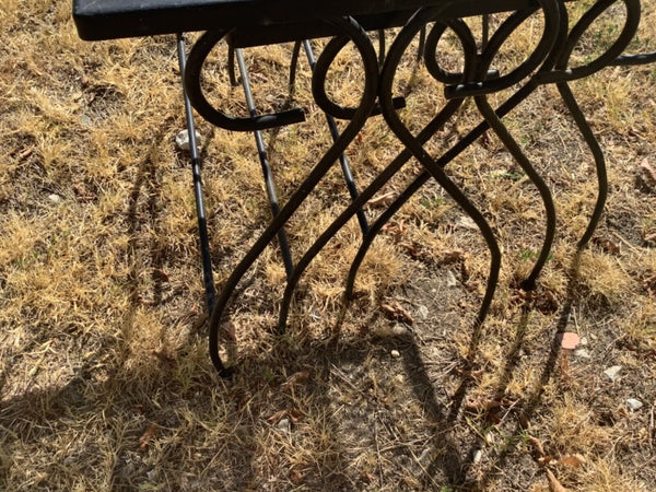 Vtg set mid century mesh Wrought Iron Nesting Tables Woodard Salterini Style