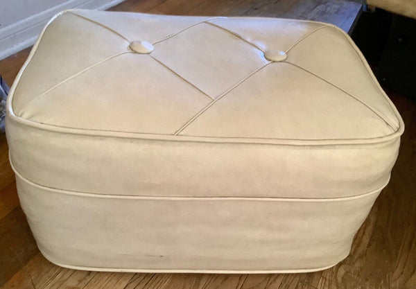 Vtg Vinyl Rectangle Footstool foot stooL ottoman Mid Century Modern hassock