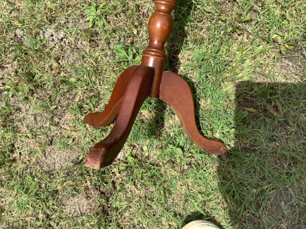 Vintage wood wooden Marble Top Tripod Pedestal Stand Side end Table