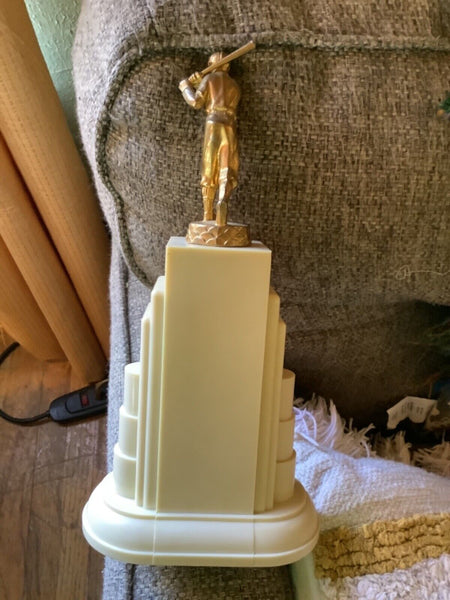 Antique Rare 1954 Butterscotch Bakelite Base Ball Batter top trophy.