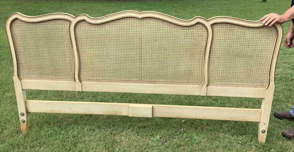 Vtg king Davis Cabinet Company French provincial cane wood headboard mid Century
