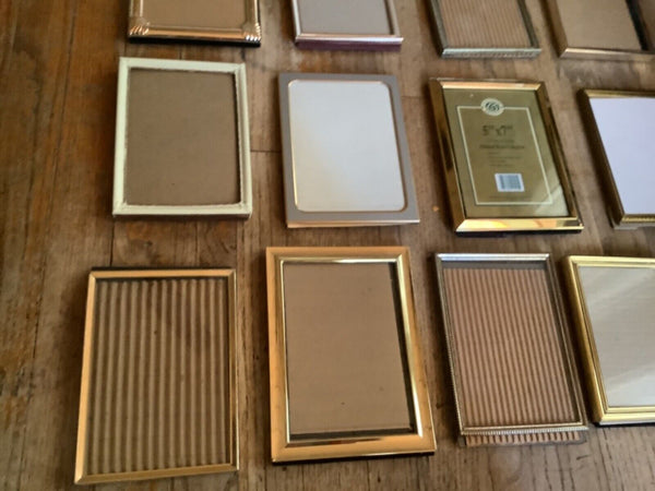 13 Lot Vintage easel wall Picture Photo Frames Brass Metal 5x7