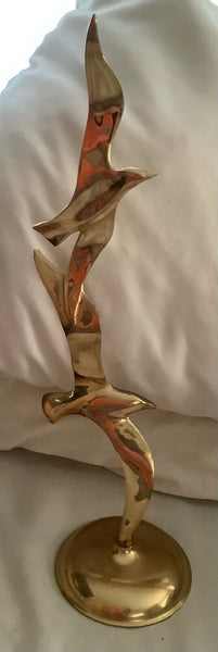 Vtg Mid Century modern table Sculpture Birds In Flight Brass Seagulls