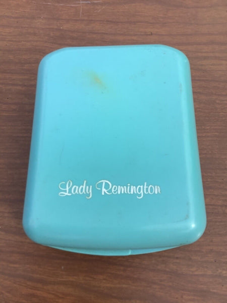 Lady Remington Electric Shaver Razor Model 3M2L Aqua Blue Hard Case Vtg Works!