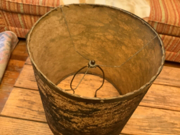 Vtg Mid Century Modern Drum Barrel Swirl gold brown Lamp Shade fiberglass