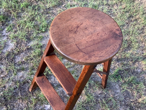 Vtg  Wood Step folding Ladder stool drc Rustic Plant Stand primitive Plantstand