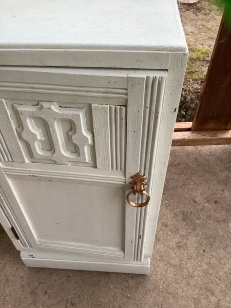 Vtg wood wooden antique shabby cottage farmhouse painted nightstand end table