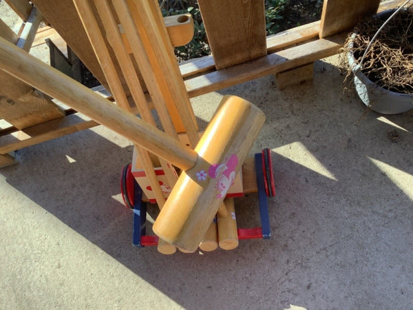 Vintage Walt Disney Mickey Mouse Croquet game Set Wood with stand cart