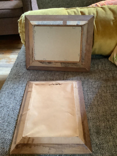 Pair Small Vintage carved frames Framed Art Print litho Scenic  mountains trees