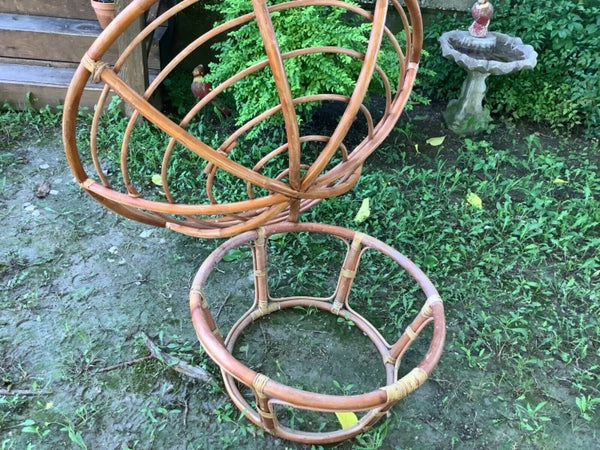 VTG mid century modern retro Papasan bamboo boho Chair wood wicker