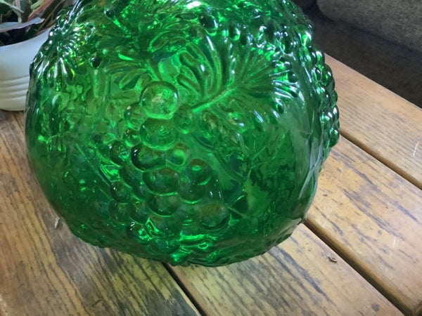 Vtg Mid Century Modern Hanging Swag Light Lamp Green Glass Globe Grapes part