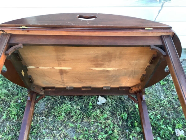 Vtg Wood Butler Coffee Table Drop Leaves Chippendale Style councill craftsmen