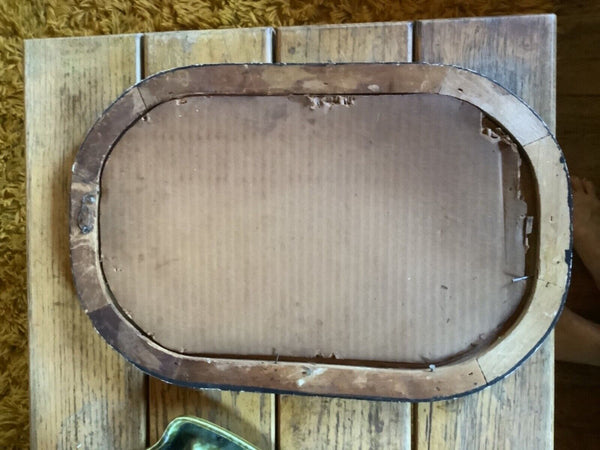 Vintage Wooden Oval Photo Picture Frame Convex Bubble Glass Black Man Rare🙌🔥