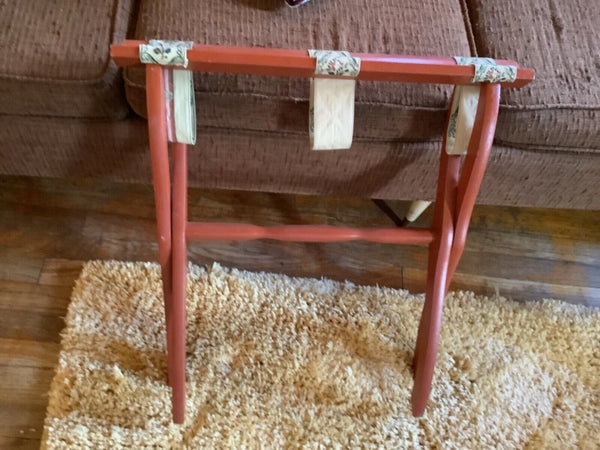 Vintage Wood Folding Rack Luggage Suitcase Stand Hotel Valet Tapestry wooden