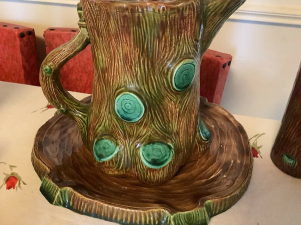 Vtg Mid Century Modern  Garland Ceramics pottery 1955 tree Pitcher basin  cup