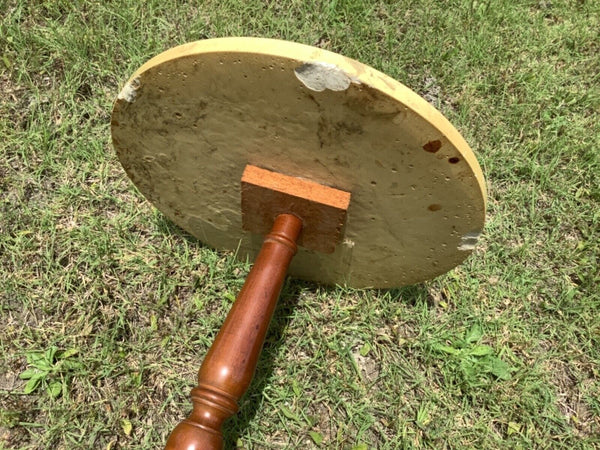 Vintage wood wooden Marble Top Tripod Pedestal Stand Side end Table