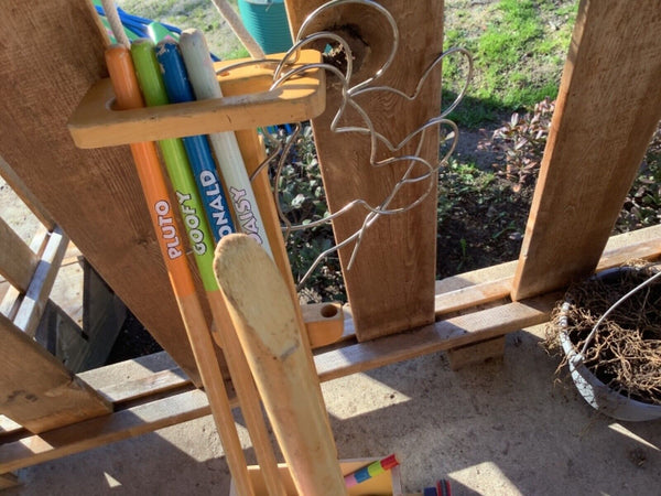 Vintage Walt Disney Mickey Mouse Croquet game Set Wood with stand cart