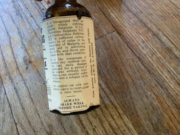 Vtg antique glass DR R.A. ARMISTEAD'S AGUE TONIC  MEDICINE near FULL BOTTLE box