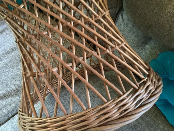 Vtg end table Plant Stand Ottoman Stool Cane Rattan Wicker Boho Mid Century side