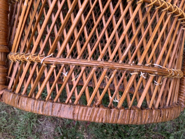 Vintage Wicker Rattan Peacock Fan Throne Chair Mid Century Modern Boho Chic mcm