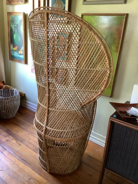 Vintage wicker mid Century modern retro Boho Modern Peacock Throne Chair