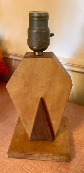 Vintage Art Deco Wood Desk Table Lamp wooden antique